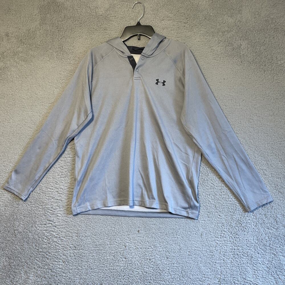Under Armor Heatgear Loose Fit Pullover Hoodie Men's Size M Gray Polyester